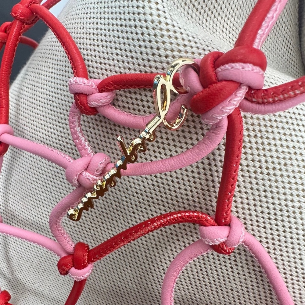 Jacquemus Beige Canvas Tote with Pink & Red Rope Netting - Picture 8 of 9